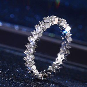 ❤Fashion Dainty Shiny Gems Zircon Silver Eternity Ring for Women,MARR9108